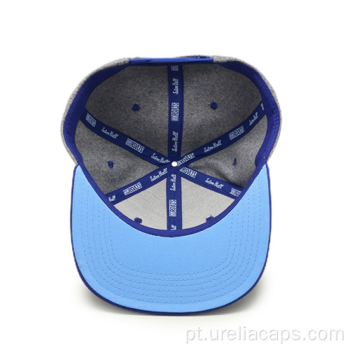 Chapéu de snapback de lã com applique embutir